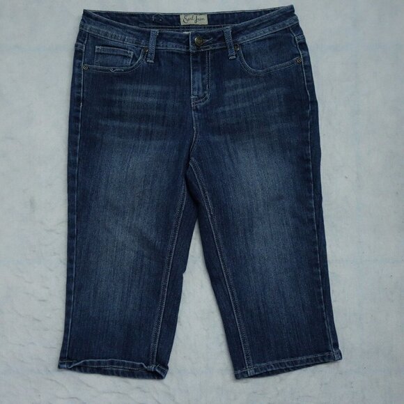 Earl Capri Jeans Women's Sz 10 Blue Denim Mid Rise Cotton Stretch Regular Fit - Picture 1 of 9